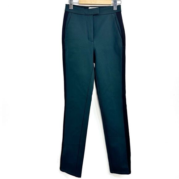 Aritzia Babaton 1-01 Thora Green Side Striped Zip Ankle High Rise Trousers Sz 0 - Picture 2 of 16